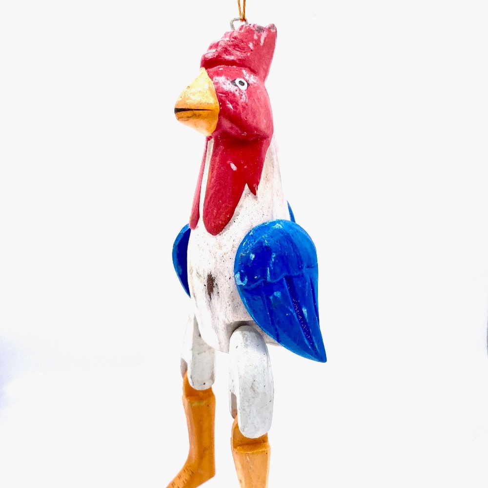 Hand Carved and Painted Raoul The Rooster Christmas Ornament